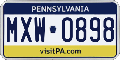 PA license plate MXW0898