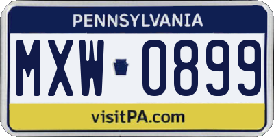 PA license plate MXW0899
