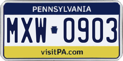 PA license plate MXW0903