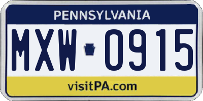PA license plate MXW0915