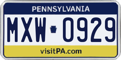 PA license plate MXW0929