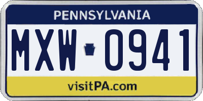 PA license plate MXW0941