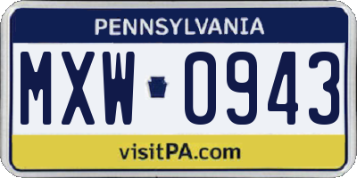 PA license plate MXW0943