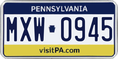 PA license plate MXW0945