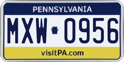 PA license plate MXW0956