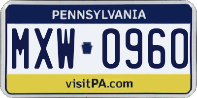 PA license plate MXW0960