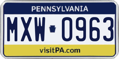 PA license plate MXW0963