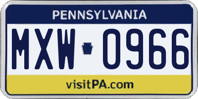PA license plate MXW0966