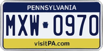 PA license plate MXW0970