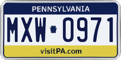 PA license plate MXW0971