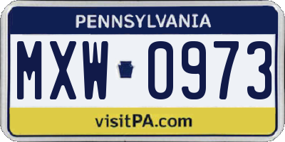 PA license plate MXW0973