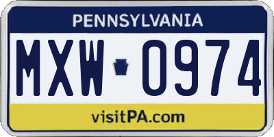 PA license plate MXW0974