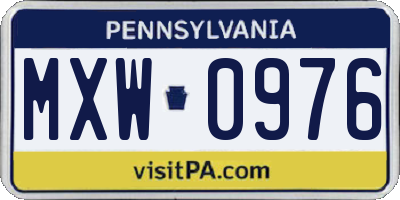 PA license plate MXW0976