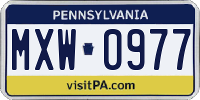PA license plate MXW0977