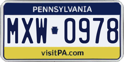 PA license plate MXW0978