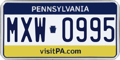 PA license plate MXW0995