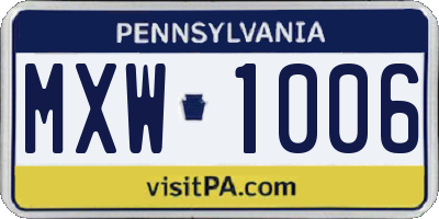 PA license plate MXW1006