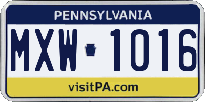 PA license plate MXW1016