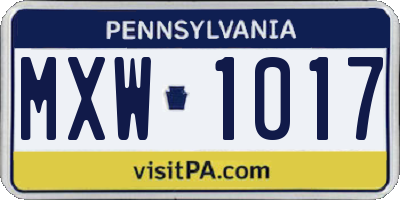 PA license plate MXW1017