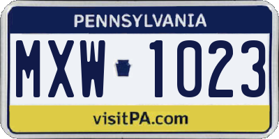 PA license plate MXW1023