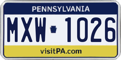 PA license plate MXW1026
