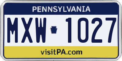 PA license plate MXW1027