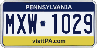 PA license plate MXW1029
