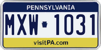 PA license plate MXW1031