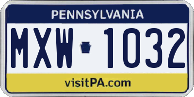 PA license plate MXW1032