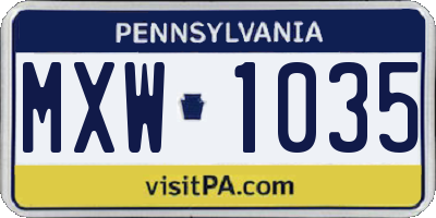 PA license plate MXW1035