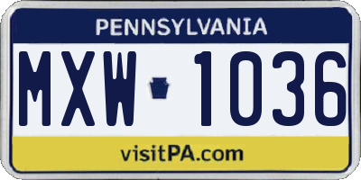 PA license plate MXW1036