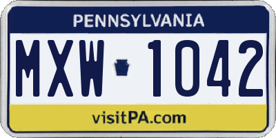 PA license plate MXW1042
