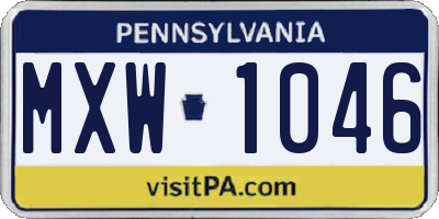 PA license plate MXW1046