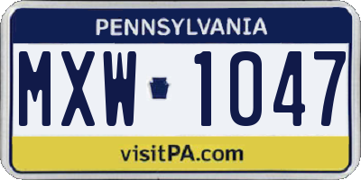 PA license plate MXW1047