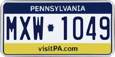 PA license plate MXW1049