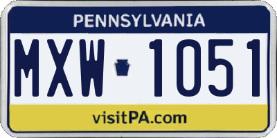 PA license plate MXW1051