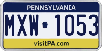 PA license plate MXW1053