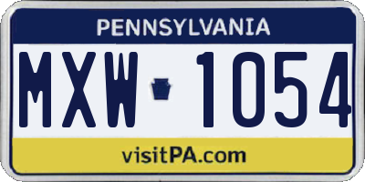 PA license plate MXW1054