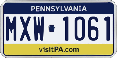 PA license plate MXW1061