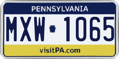 PA license plate MXW1065