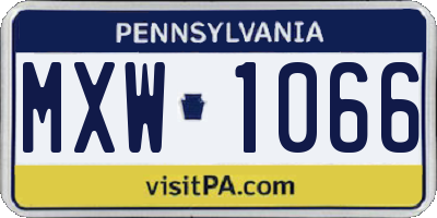 PA license plate MXW1066