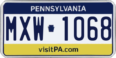 PA license plate MXW1068