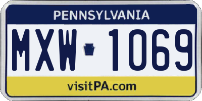 PA license plate MXW1069