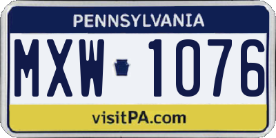 PA license plate MXW1076
