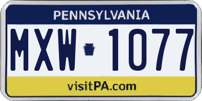 PA license plate MXW1077