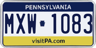 PA license plate MXW1083