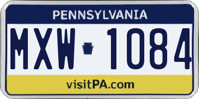 PA license plate MXW1084