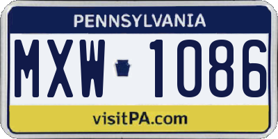 PA license plate MXW1086