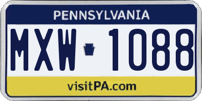 PA license plate MXW1088