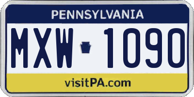 PA license plate MXW1090